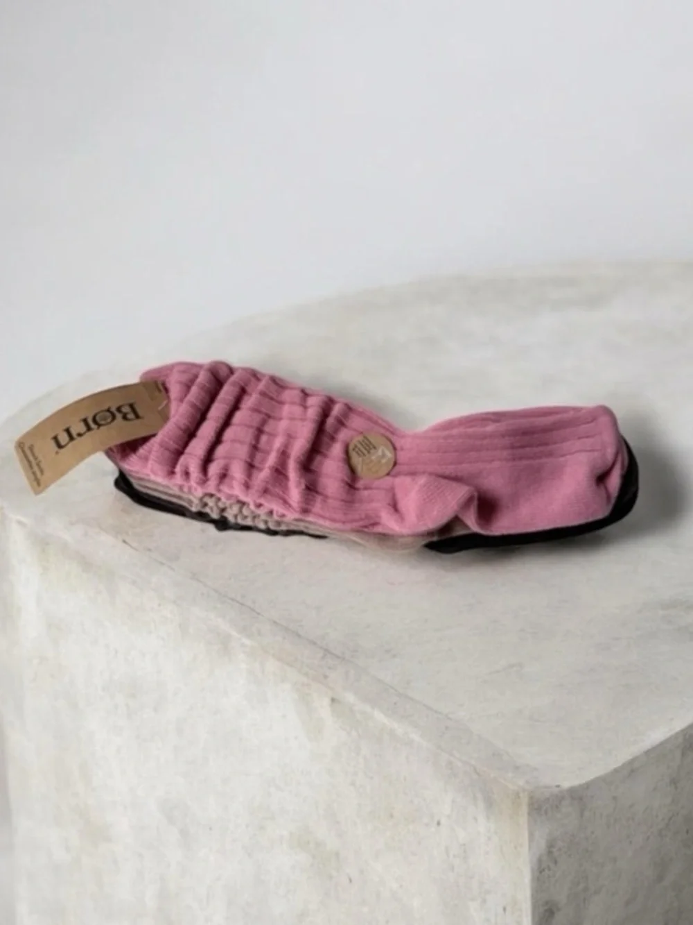 Pink and Brown Knit loose slouchy fit Socks Set of 3